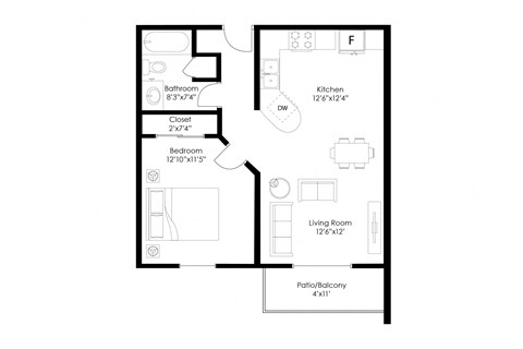 a floor plan of a bedroom apartment